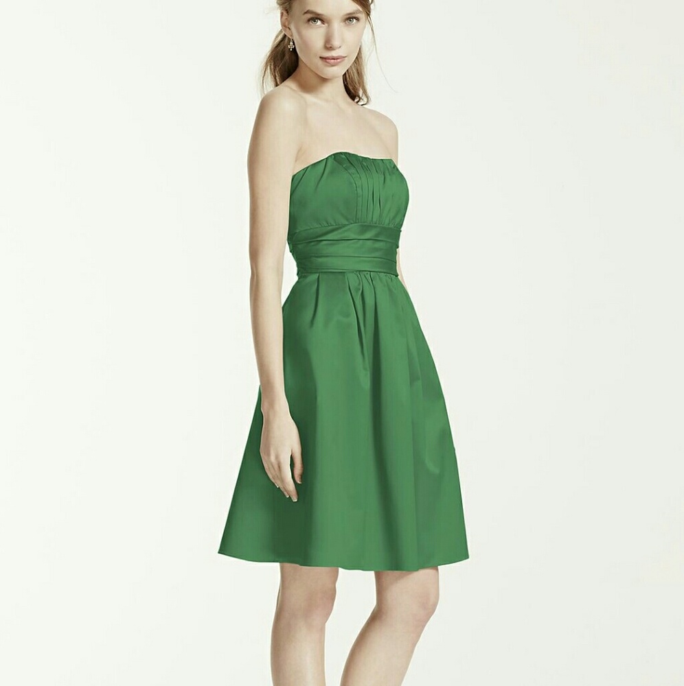 Green Sateen Strapless Dress